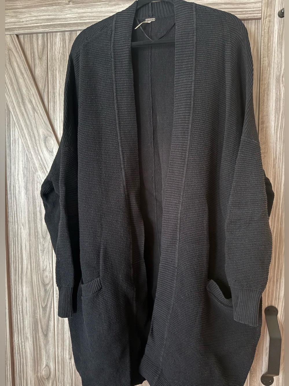 Free People Black Open-Front Knit Cardigan
